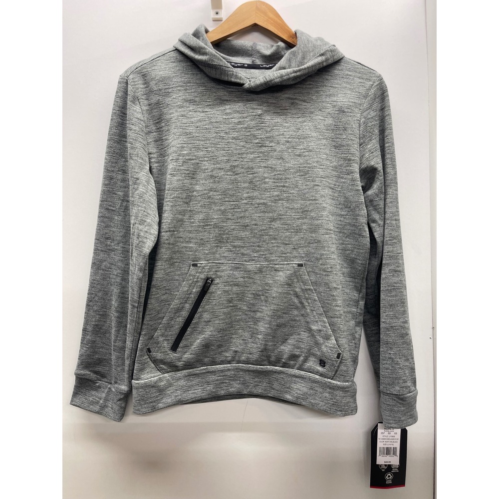 Layer 8 Girls Gray Heathered Performance Hoodie Sweatshirt L 14/16 L13058 NWT